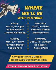 Here’s where you can find us to sign the petitions