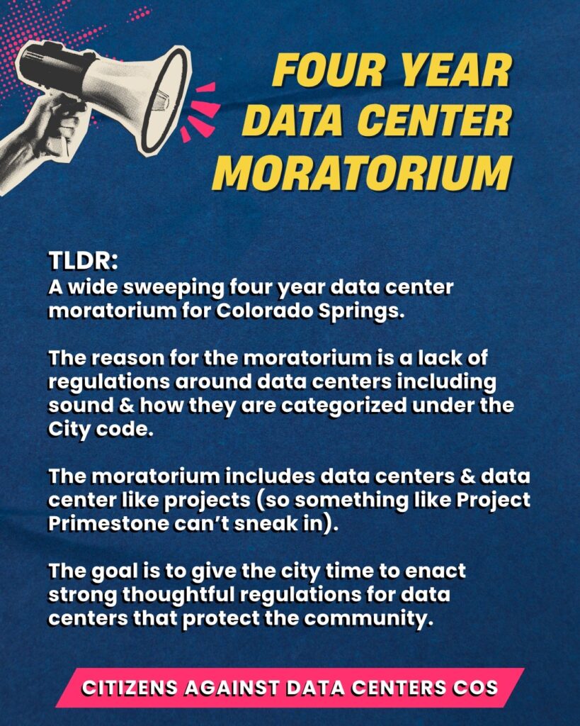 The Language for a Four Years Ban on Data Centers