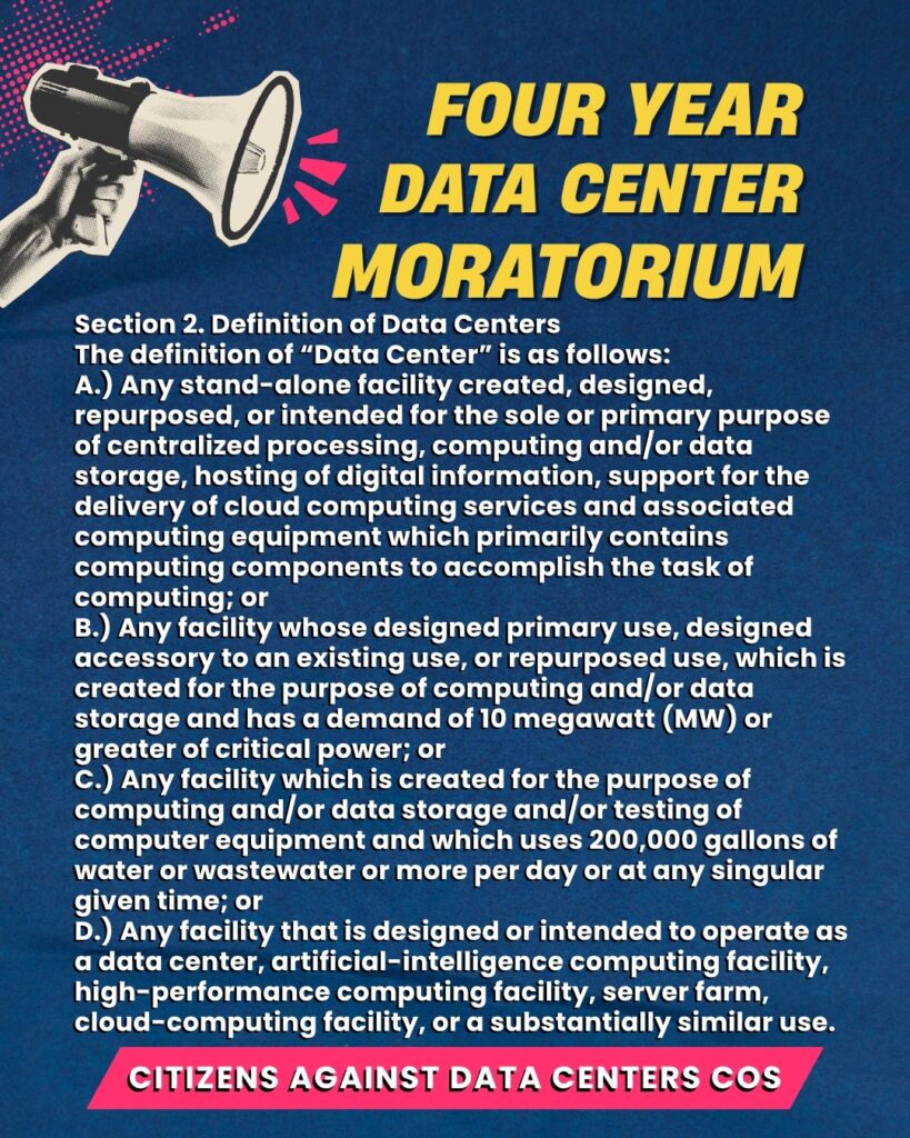 The Language for a Four Years Ban on Data Centers 4