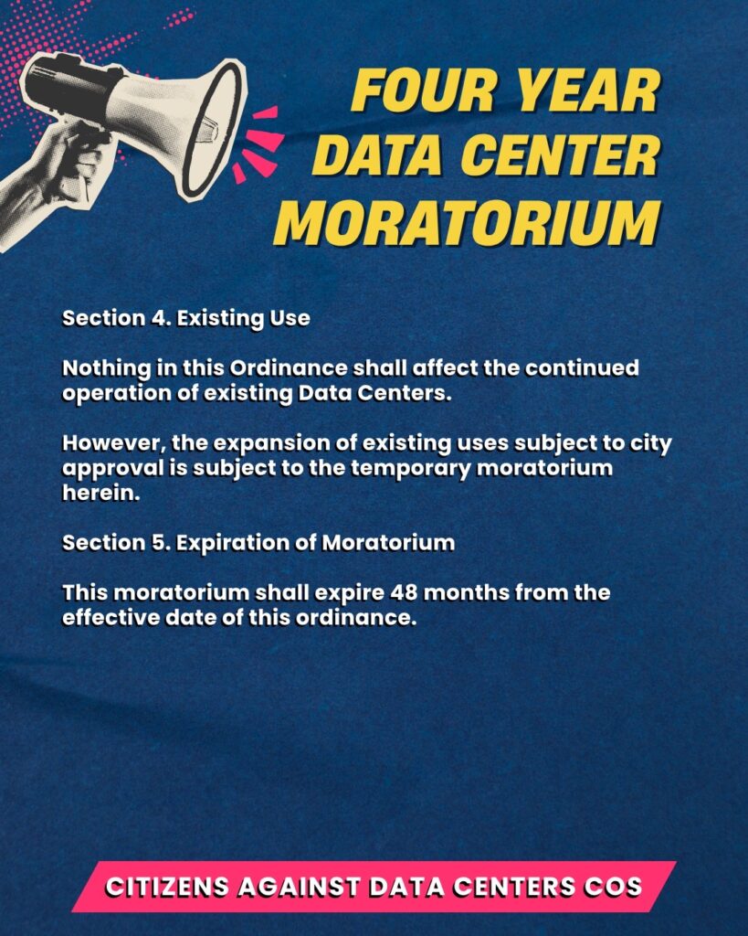 The Language for a Four Years Ban on Data Centers 6